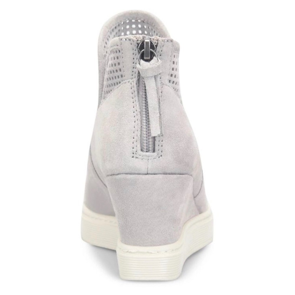 Sofft Womens Light Grey Suede Perforated Wedge Ankle Booties Zip Up‎ size 10 - Picture 3 of 11